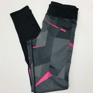 Ikonik Polka Dot Yoga Pants Active Leggings Mesh Insets Black Pink NWOT Sz XS